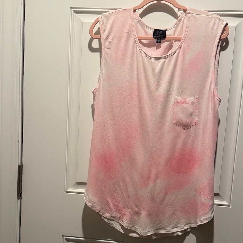 Light Pink Tie-Dye Sleeveless Pocket Tank